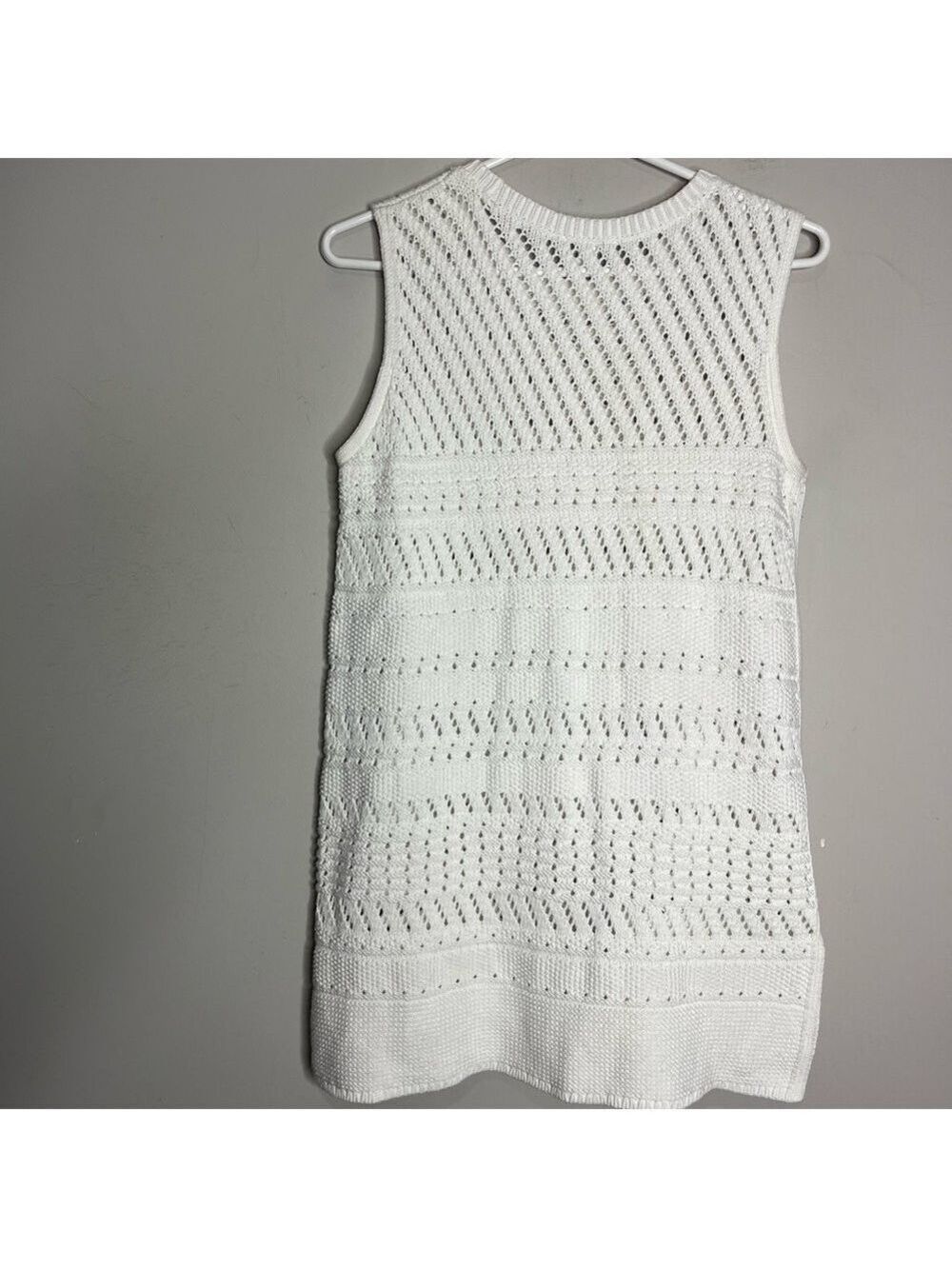 J. Jill Linen Cotton Blend Sleeveless Tunic Sweater White Crochet, size XSP - Picture 5 of 10